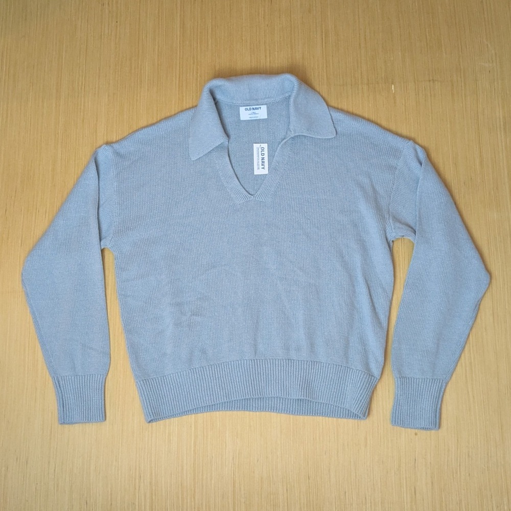 Old Navy Light Blue V-Neck Polo Sweater